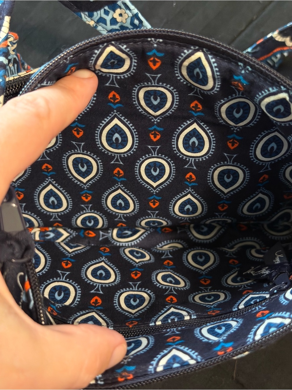Quilted Crossbody Shoulder Bag in Navy Blue Floral - Picture 4 of 5